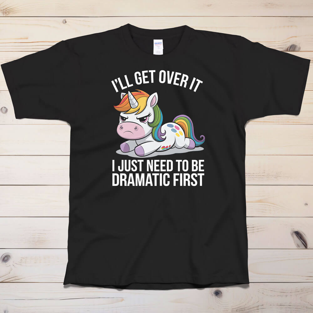 Dramatic Unicorn Printed Black Tee