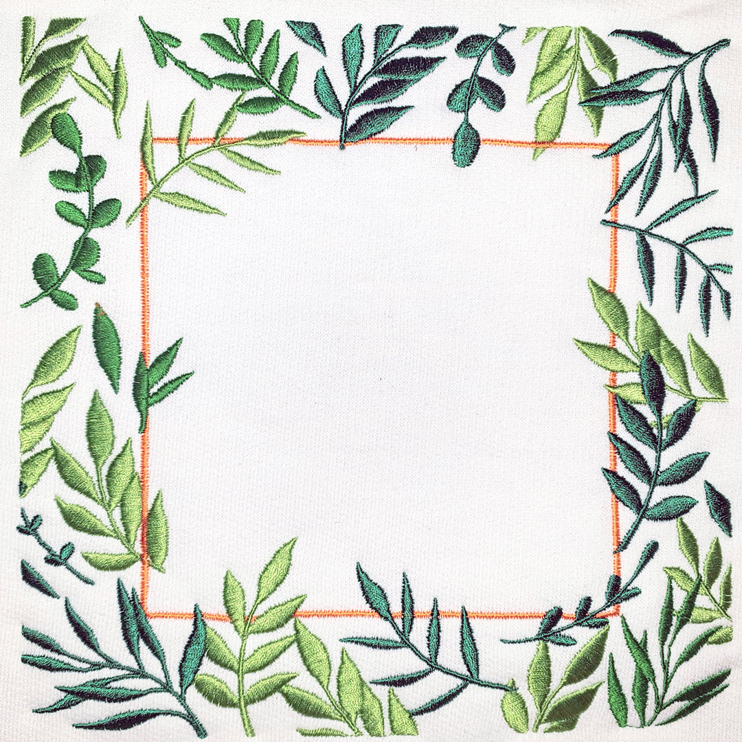Leafy Plant Frame Digital Embroidery Pattern Download