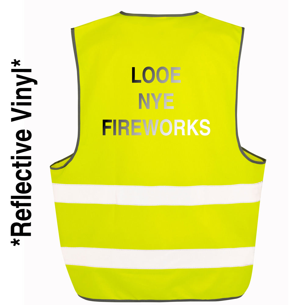 Hi-Viz Vest with Looe NYE Fireworks print