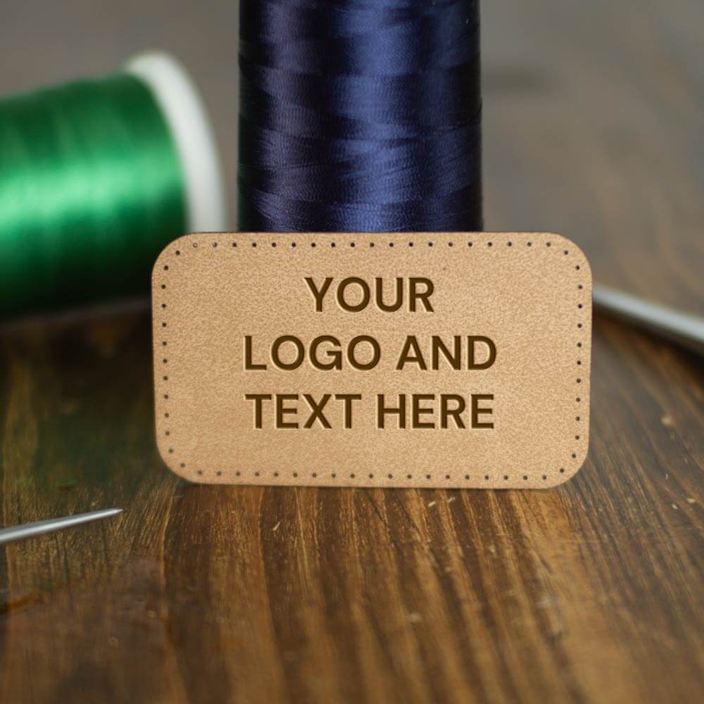 Rectangle Faux Leather Patch laser engraved with your logo or graphic