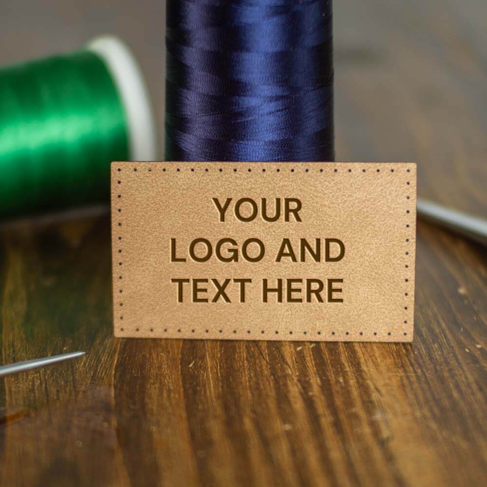 Rectangle style 2 Faux Leather Patch laser engraved with your logo or graphic