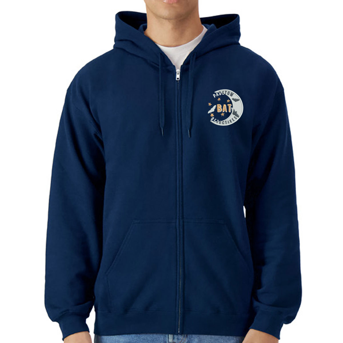 Padstow Bat Detectives Zip Up Hoodie Navy