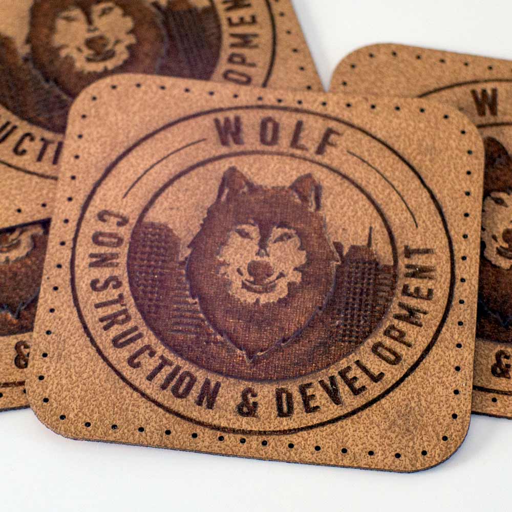 Square Faux Leather Patch Wolf Developments