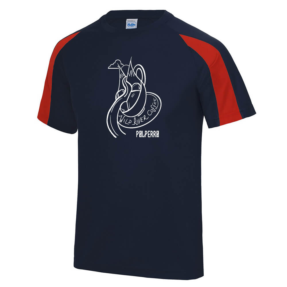 Contrast cool T with Wild River Coffee House Logo JC003
