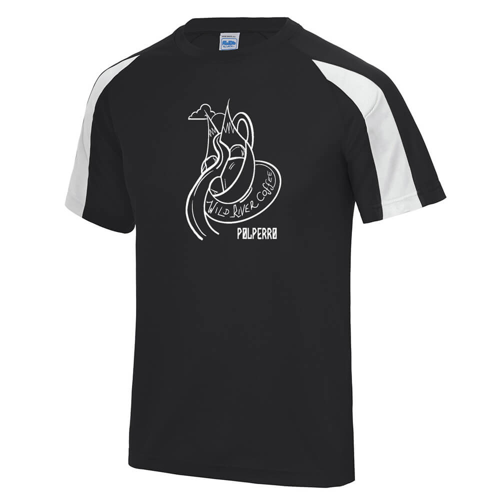 Contrast cool T with Wild River Coffee House Logo JC003