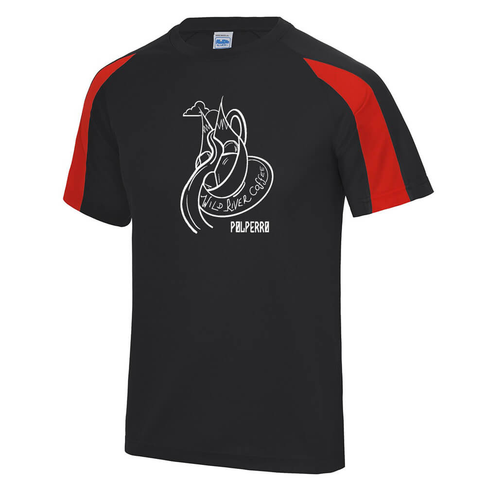 Contrast cool T with Wild River Coffee House Logo JC003